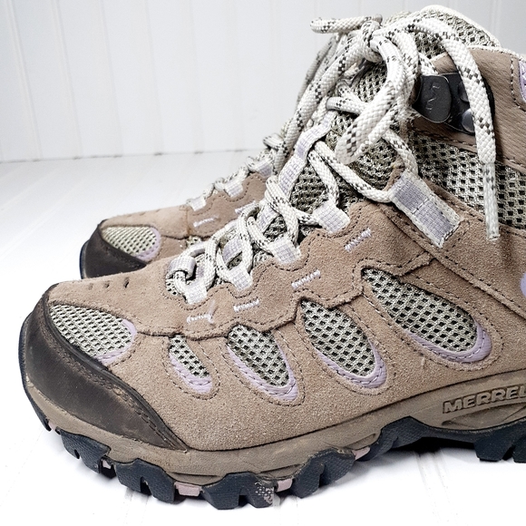 Merrell Ridgepass Women's Brindle/Sea Fog Mid Waterproof Boots F847 - Picture 3 of 12